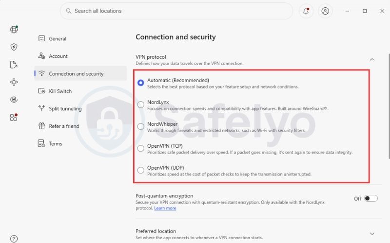 Change the VPN Protocol