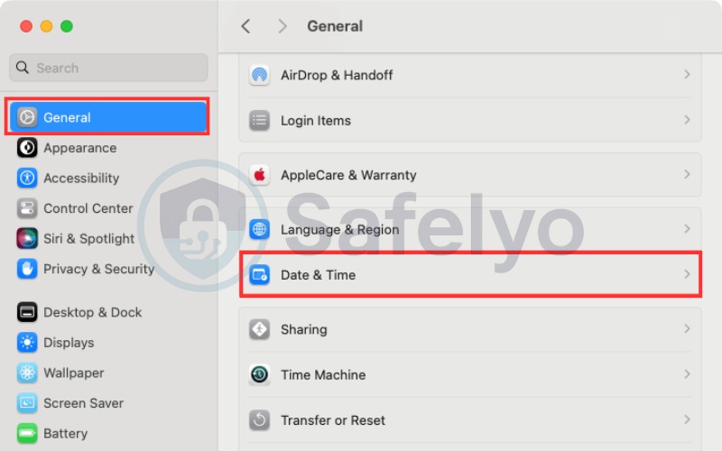 Change your device time zone to UK time on macOS