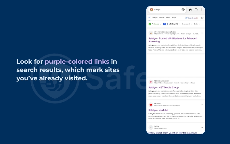 Check visited links or open tabs