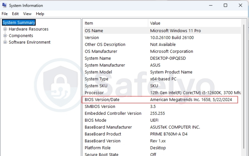 Checking firmware versions on Windows