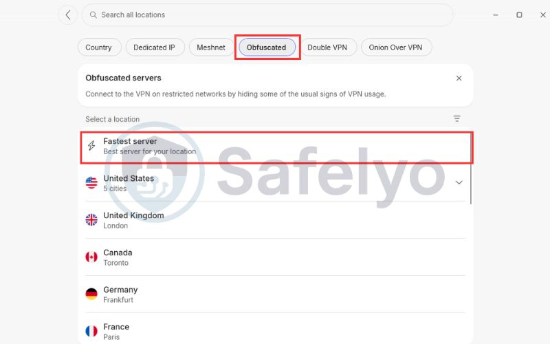 Choose Obfuscated feature