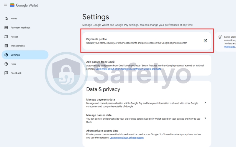 Choose payments profile