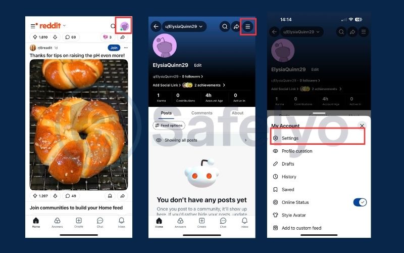 Choose your avatar and go to Settings