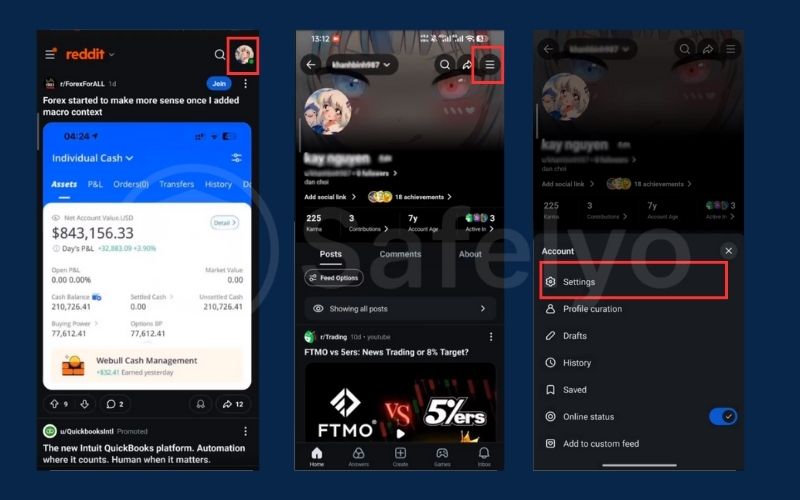 Choose your avatar and tap Settings