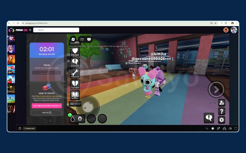 Clear Roblox gameplay visuals on now.gg