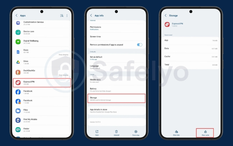 Clear the application cache - Android