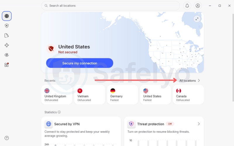 Click the All locations section