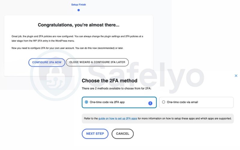 Configure 2FA for your account