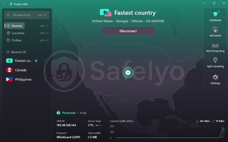 Connect to a nearby country where Telegram is accessible