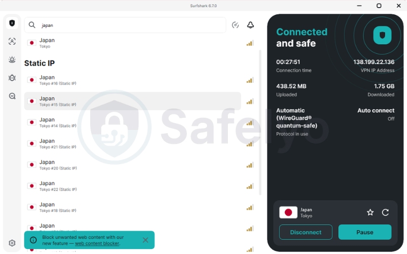 Connect to Japan server