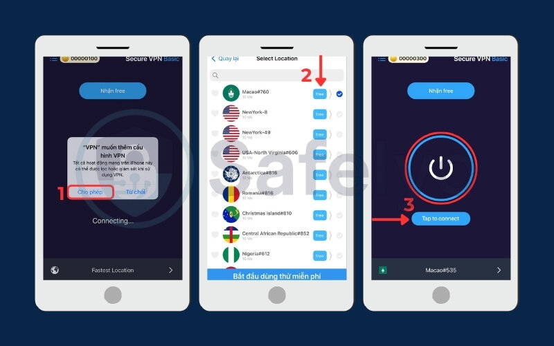 Connect to use dedicated VPN applications on iPhone