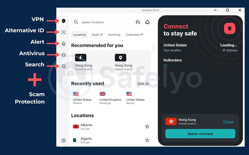 Core security features in the Surfshark One bundle