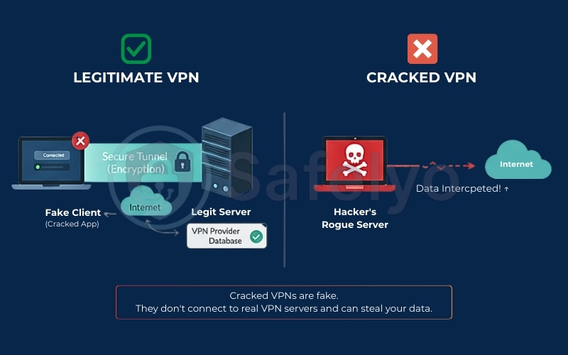 Cracked VPN don't connect to real VPN servers and can steal your data Cracked VPN don't connect to real VPN servers and can steal your data