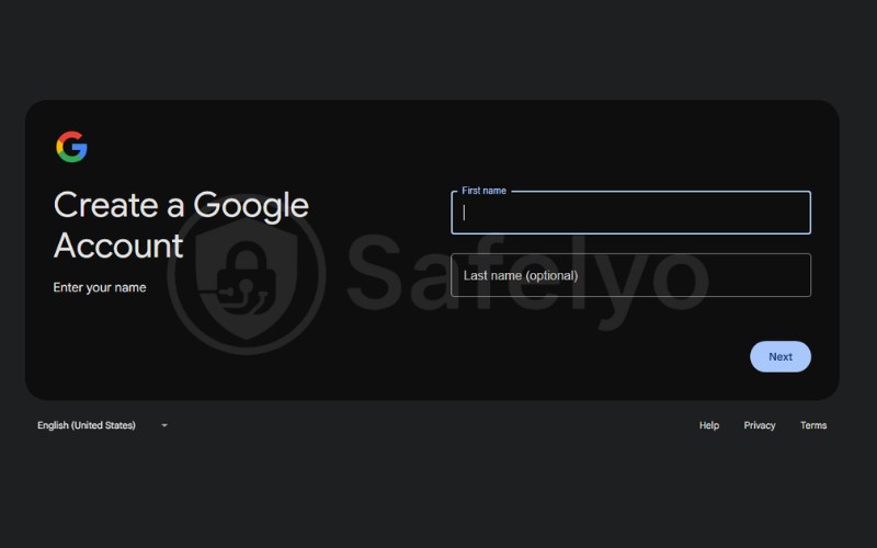 Create new Google account