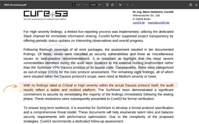 Cure53 Security Assessment of Surfshark VPN Architecture & Crypto