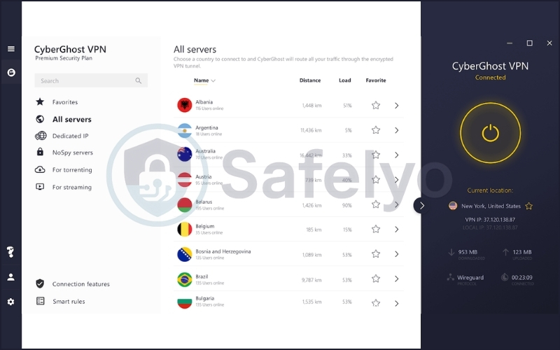 CyberGhost interface