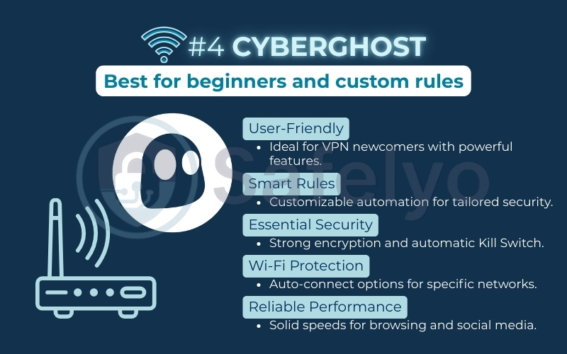 CyberGhost is the best public Wi-Fi VPN for beginners and custom rules CyberGhost is the best public Wi-Fi VPN for beginners and custom rules