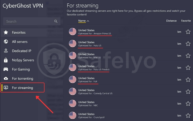 CyberGhost specializes streaming server system