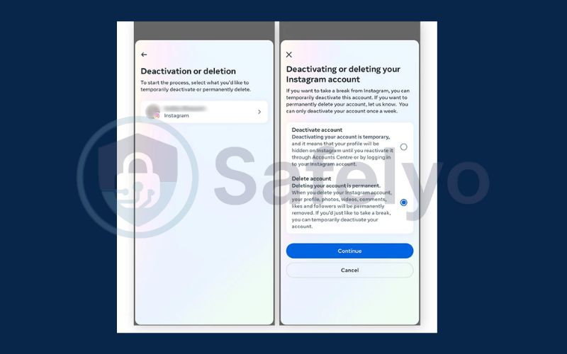 Delete Instagram account via mobile app 3 Delete Instagram account via mobile app