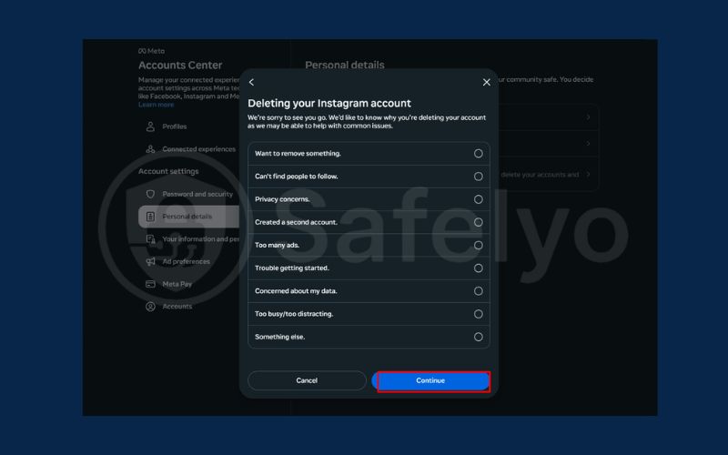 Delete Instagram account via web browser 8 Delete Instagram account via web browser