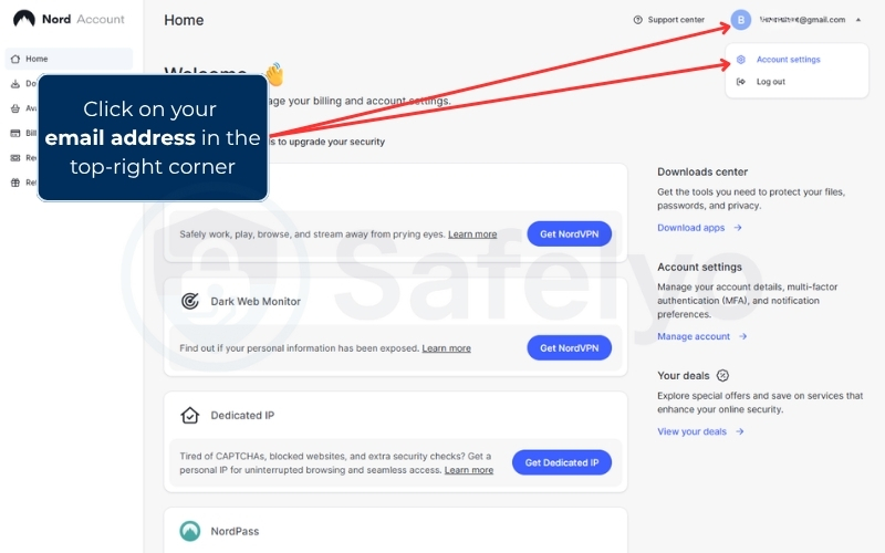 Delete your NordVPN account via Nord Account