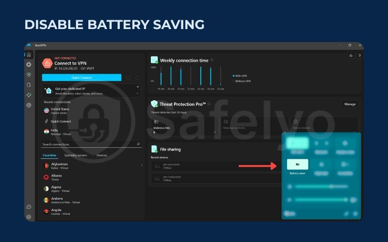 Disable battery saving or network optimization features to fix 
