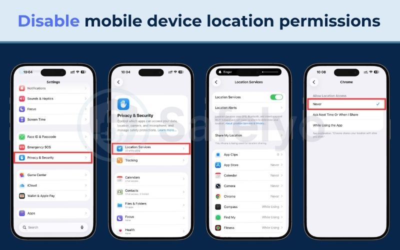 Disable mobile device location permissions