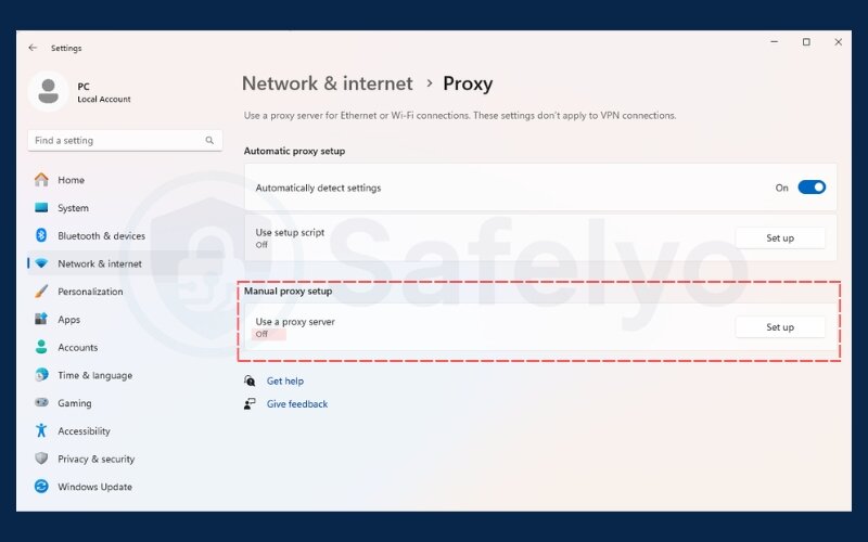 Disable proxy settings in the system network settings Disable proxy settings in system network settings