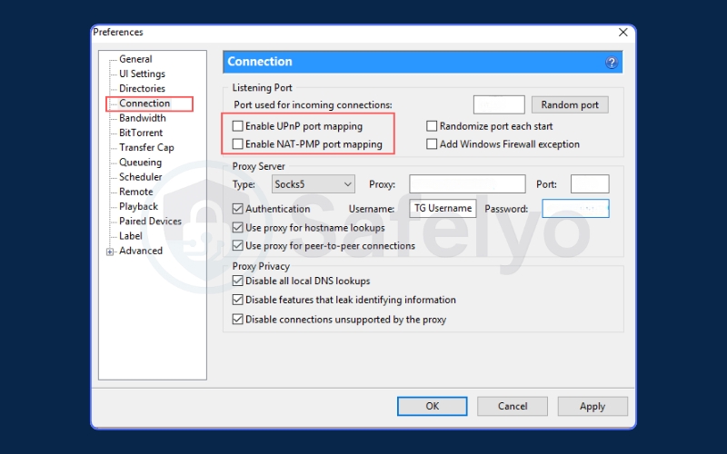 Disable UPnP and NAT-PMP for uTorrent/BitTorrent
