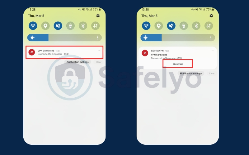 Disable VPN from the notification panel