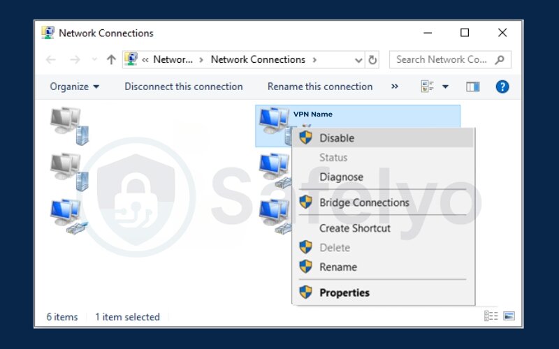 Right-click and select Disable Right-click and select Disable