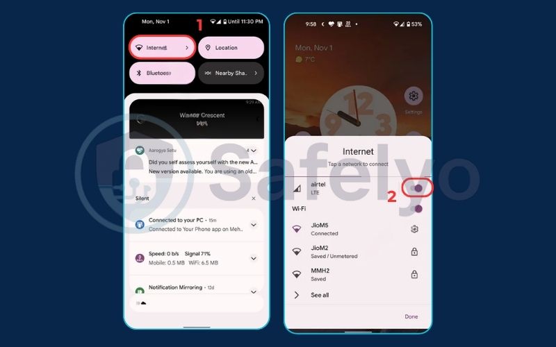 Disconnect from the internet immediately