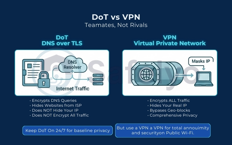 Do you still need a VPN if you are using DoT Do you still need a VPN if you are using DoT