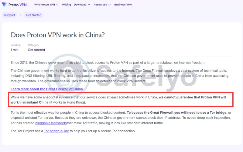 Does Proton VPN work in China