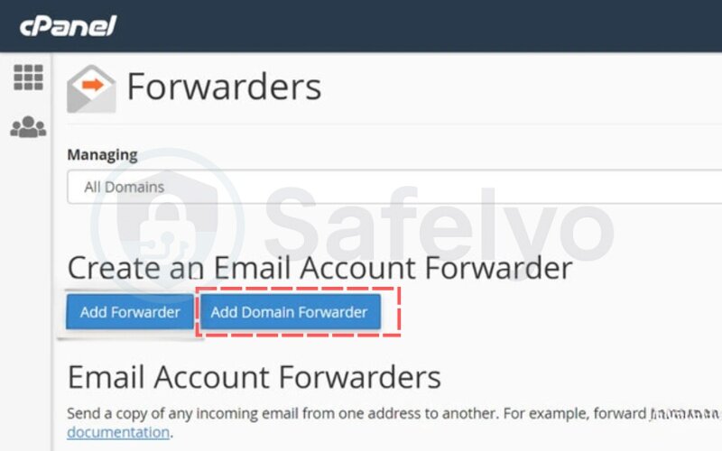 Click on “Add Domain Forwarder” to create a new rule