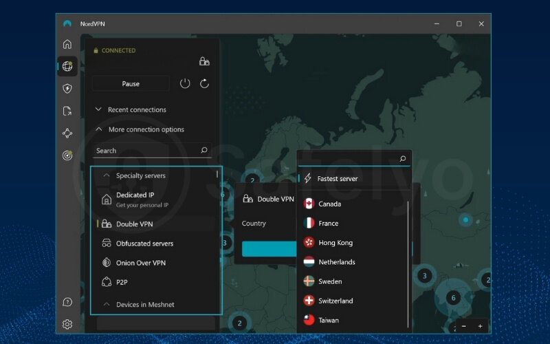 Double VPN feature of NordVPN