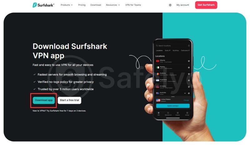 Download Surfshark app