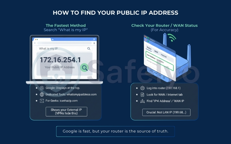 Easy methods to find your public IP address