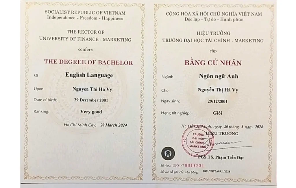 Elysia Quinn's Bachelor Certificate