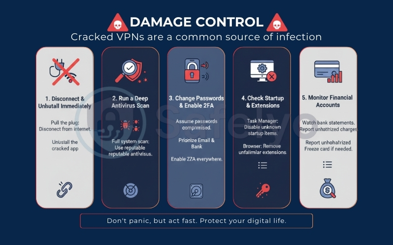 Emergency steps if a cracked VPN is installed Emergency steps if a cracked VPN is installed