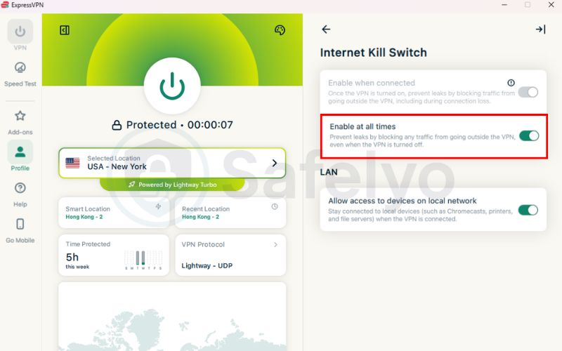 Enable Internet kill switch