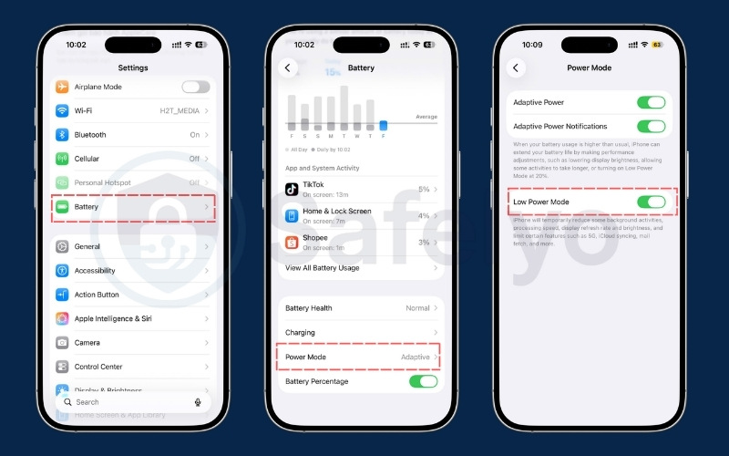 Enable Low Power Mode on iPhone