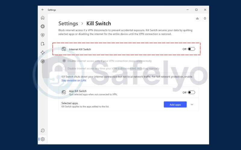 Enable the kill switch Enable the kill switch