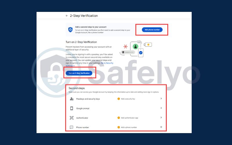 enable two factor authentication in Gmail on PC 5