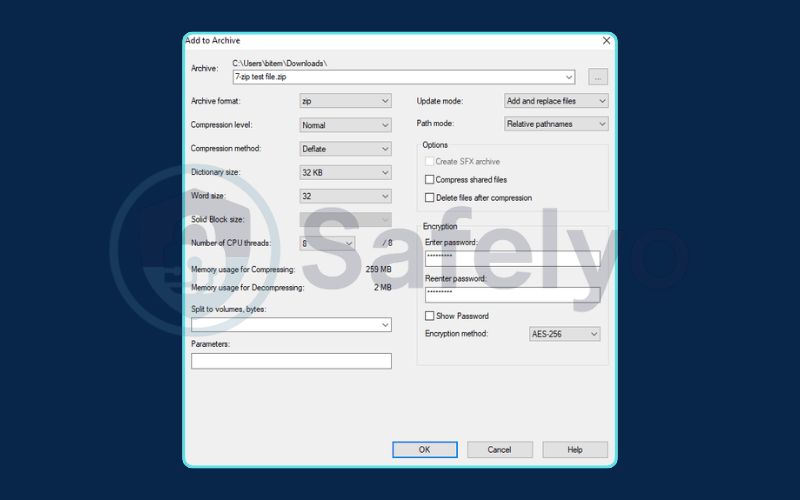 Encrypt a folder in Windows by using 7-Zip