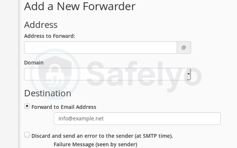 Enter source and destination email addresses