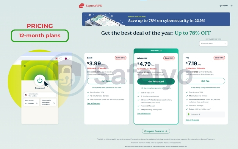 ExpressVPN 12-month plan pricing