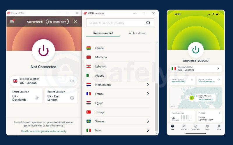 ExpressVPN - Desktop application interface
