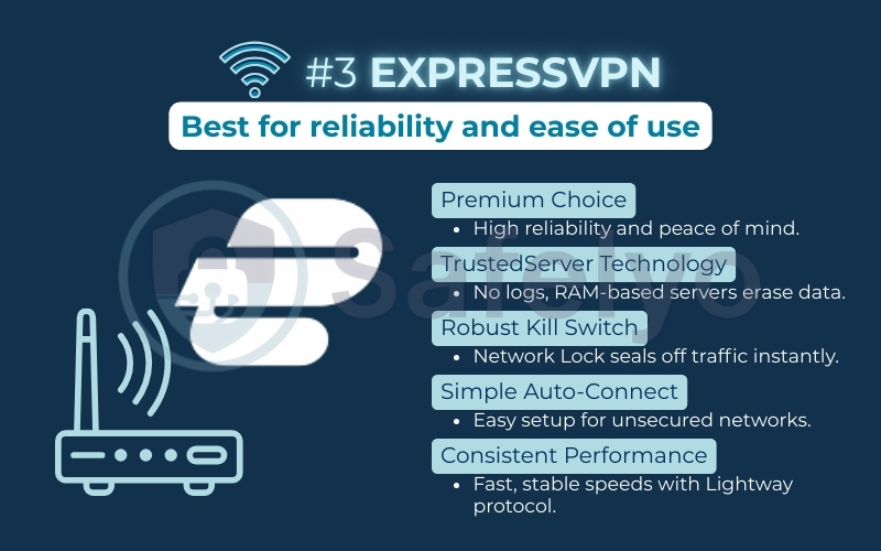 ExpressVPN is the best public Wi-Fi VPN for reliability and ease of use ExpressVPN is the best public Wi-Fi VPN for reliability and ease of use