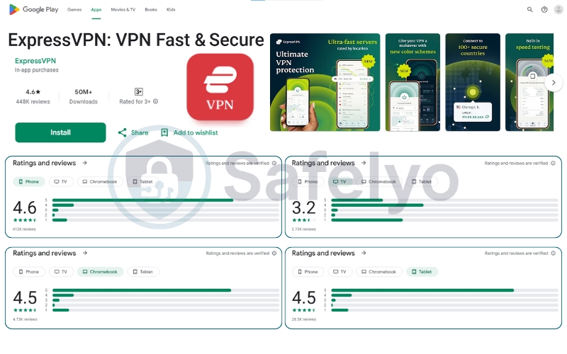 ExpressVPN ranking and reviews on Google Play ExpressVPN ranking and reviews on Google Play